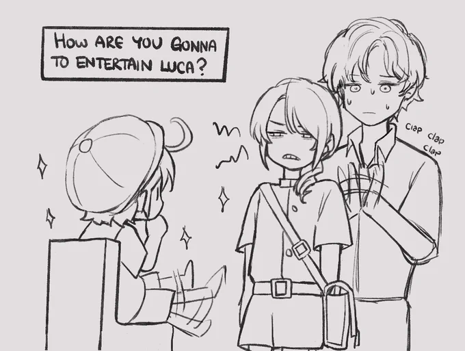 lazy to color for now, waiting for my pen to revive
but my favourite dynamic is edgar being so done and lil Luca being a lil shit ww 