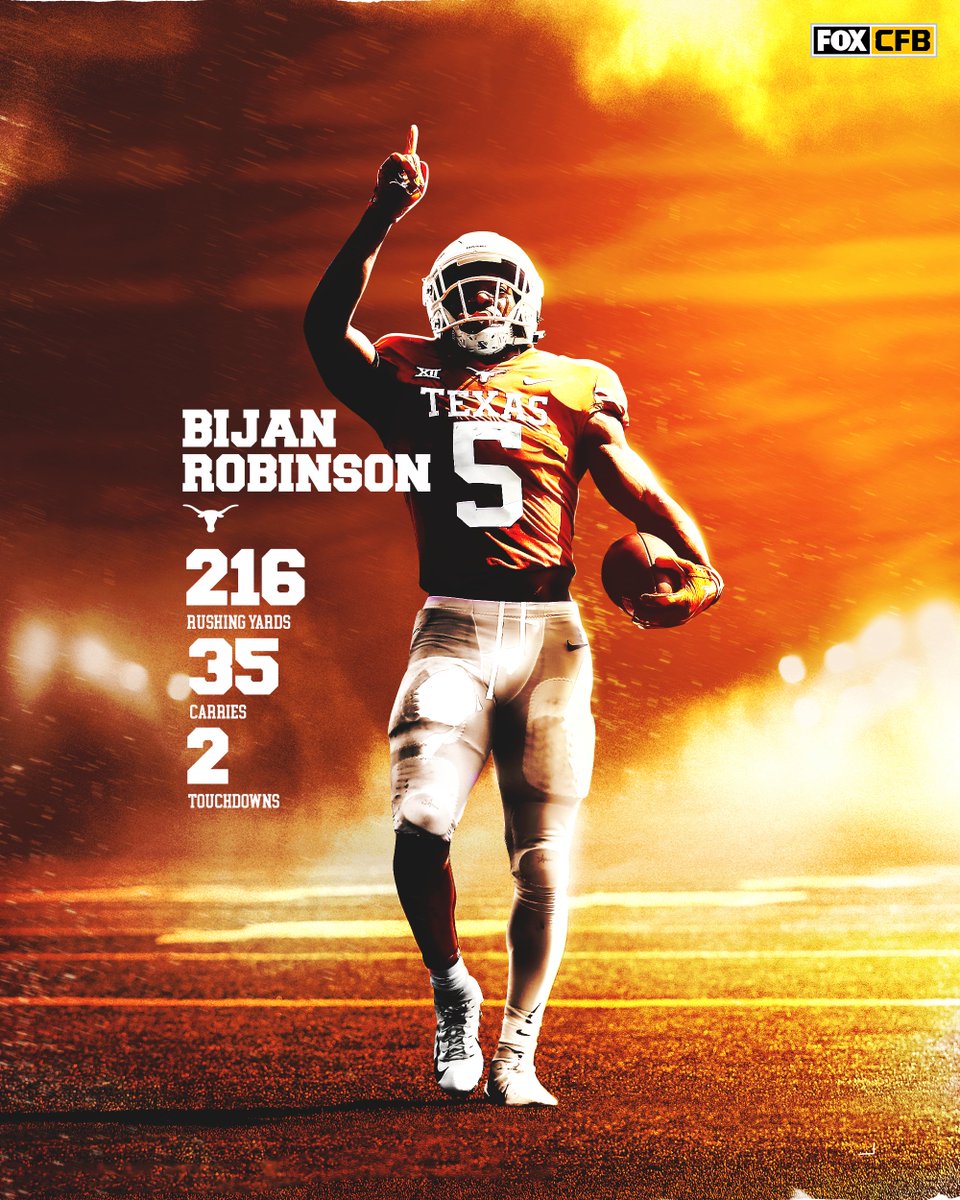 CFBONFOX's tweet photo. This dude is SPECIAL 😤🤘

Where does @TexasFootball's @Bijan5Robinson rank among the best RBs in college football? https://t.co/jux3hxanrZ