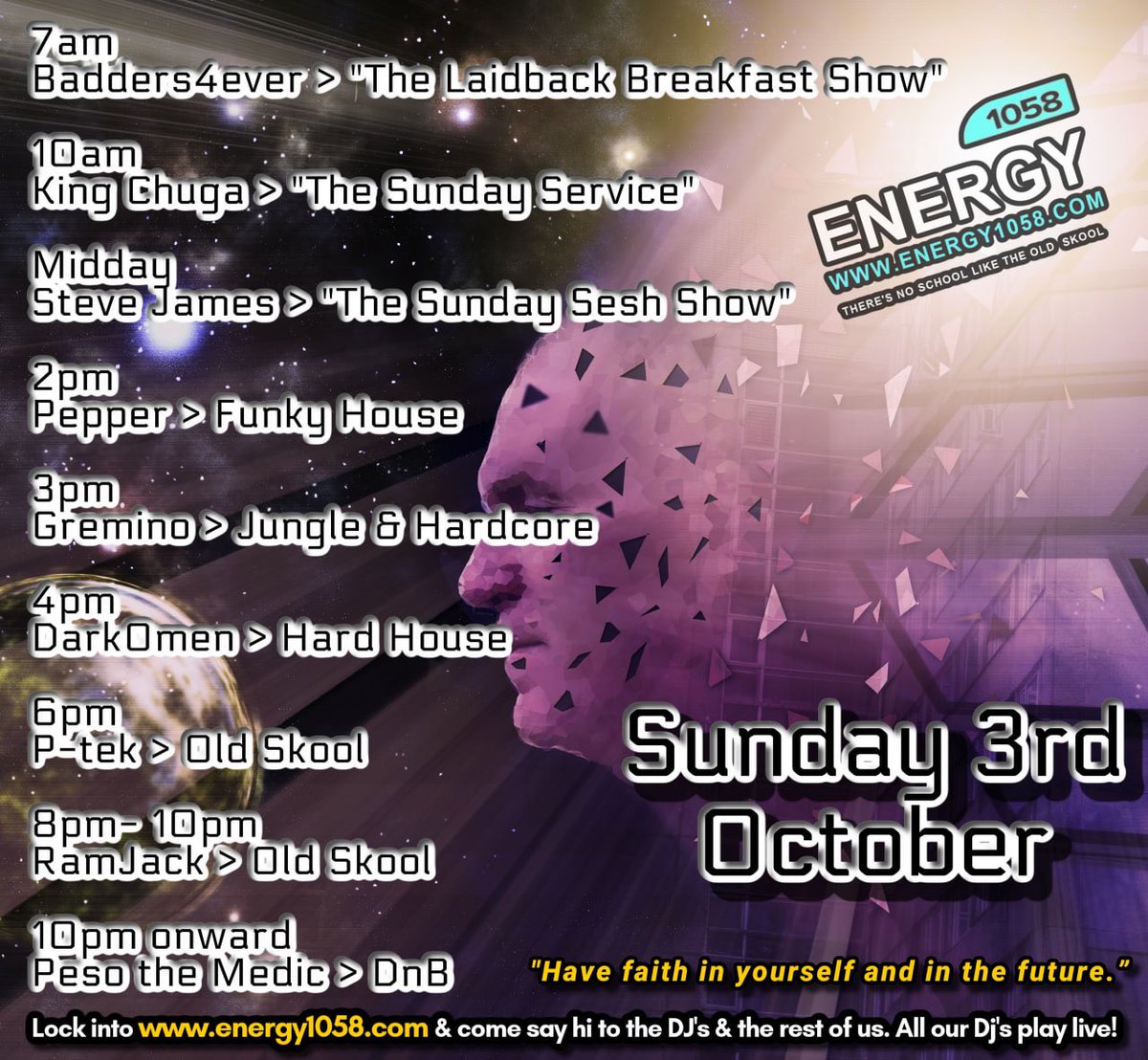 ⚠️ #Energy1058 
Sunday’s a MADD DAY !
Live DJ’s from 7️⃣am 
KEEP IT LOCKED 
Live Selekta’s superb tunes Come over ‘n say Ello !! 👋🏽 
•
Listen live ► energy1058.com
or radio-uk.co.uk//energy-1058-fm
Lock in or come say hi in the chatroom energy1058.com