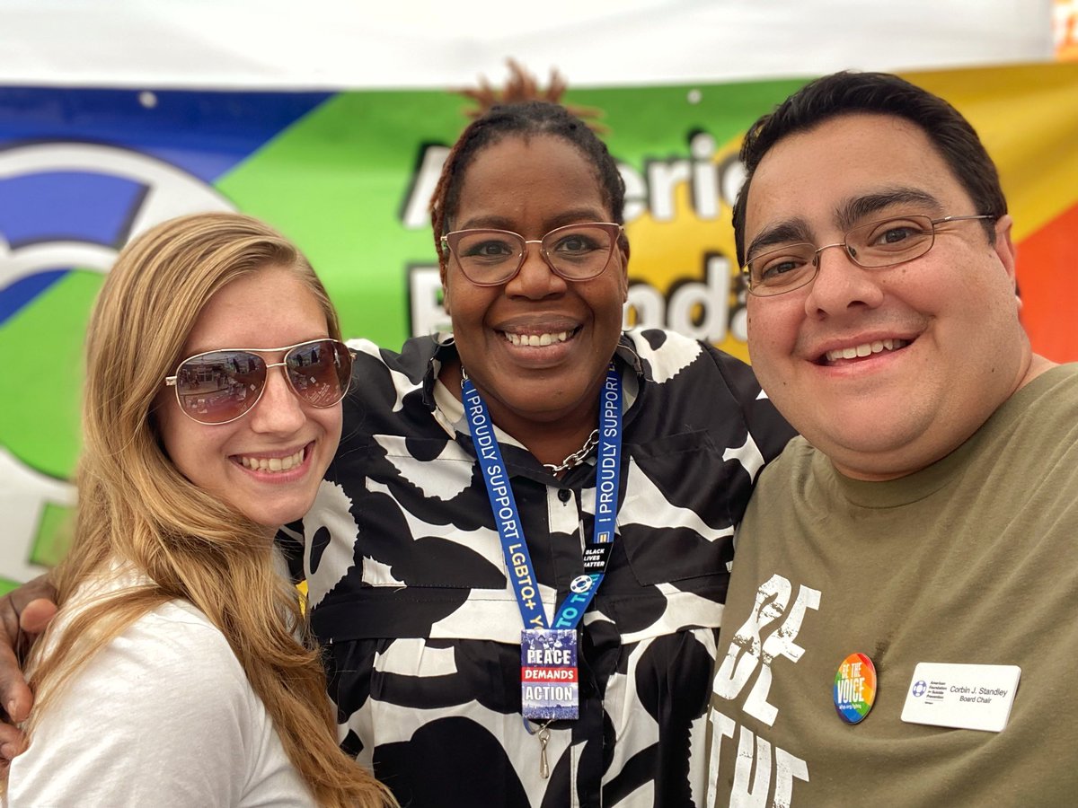 CorbinStandley's tweet photo. Enjoying @ferndalepride with some awesome friends while representing AFSP. So great to be in Downtown Ferndale for this great event! #FerndalePride10Again #AFSPMichigan #StopSuicide https://t.co/bJy3SIOkJb