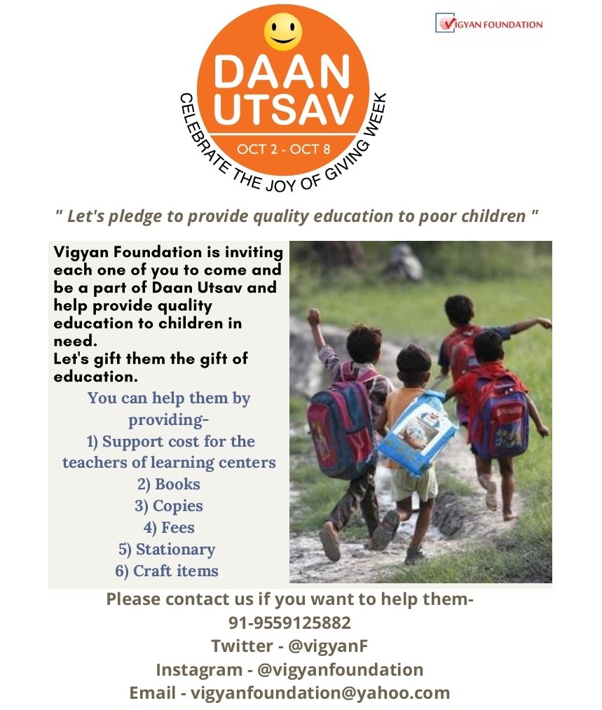 RealAnassid's tweet photo. Education is the most powerful weapon to change the world. But there r so many children especially girls who are far from this weapon. Covid19 has made things even more worse. Let's celebrate #DaanUtsav by providing them a quality education. Donate now!
@IamSandeepKhare @VigyanF https://t.co/EpS2IXybjP