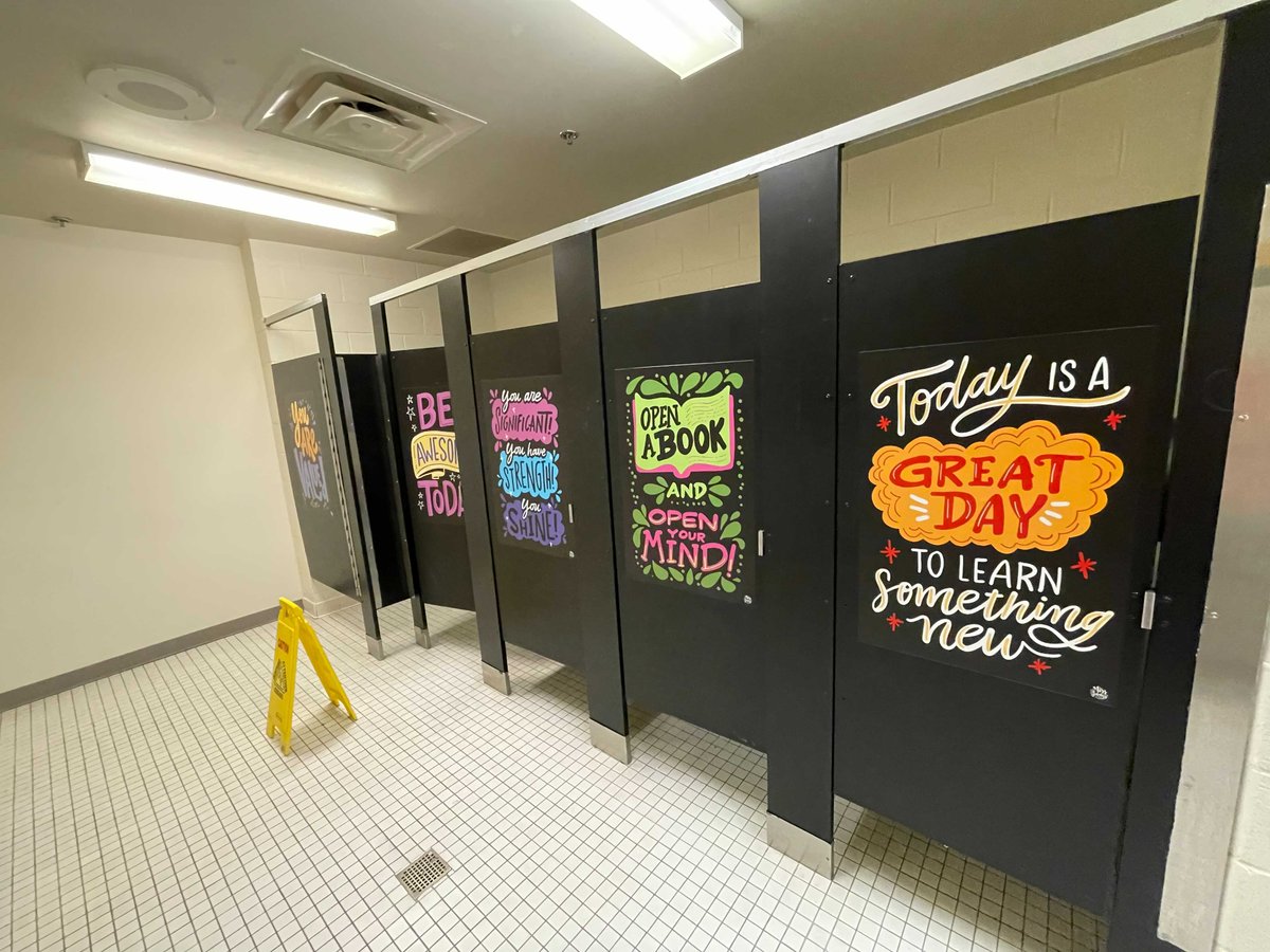 HandsOnAtlanta's tweet photo. Volunteers from @NCRโs Black Professionals Forum helped get Hands On Atlanta Week started with an inspirational project for students at Hollis Academy! They installed 30 bathroom stall affirmation decals, painted 4 potters and planted roses and weeded 5 garden beds. ๐ #behandson https://t.co/8pjsNcpXHj