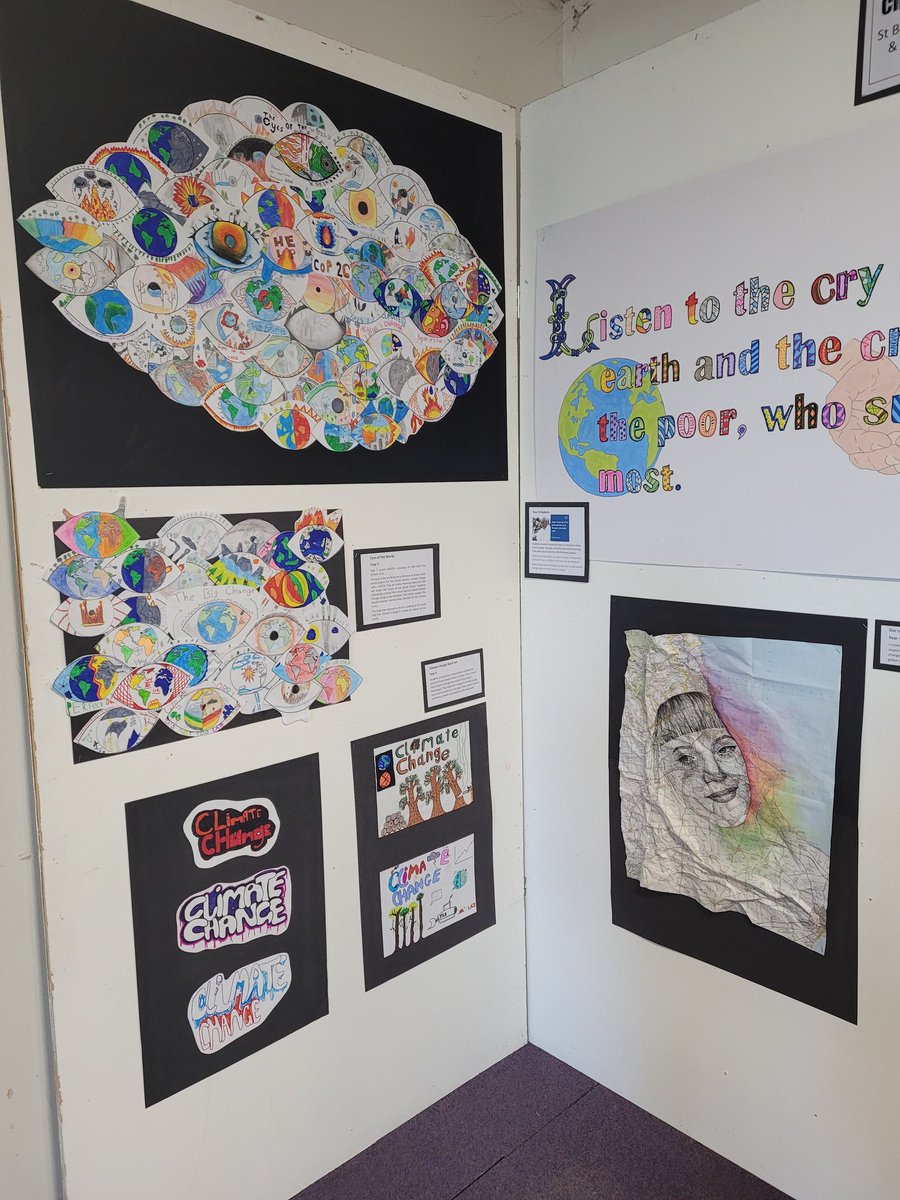 STBChaplaincy's tweet photo. Harvest Fast Day Weekend. @St_Bedes amazing art students once again reminding us of our call to "Listen to the Cry of the Earth and the Cry of the Poor"  Thank you Bishop Robert for taking the time to view the exhibition @dioceseHN @CAFODHN @CAFODSchools @bwcet https://t.co/edmFvQYWFI