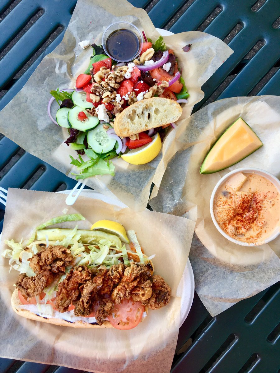 SeaSaltEatery's tweet photo. Time is short if you want one last po’boy. Closing for the 2021 season tomorrow at 8pm. #HappySaturday https://t.co/1re0I5uQSR