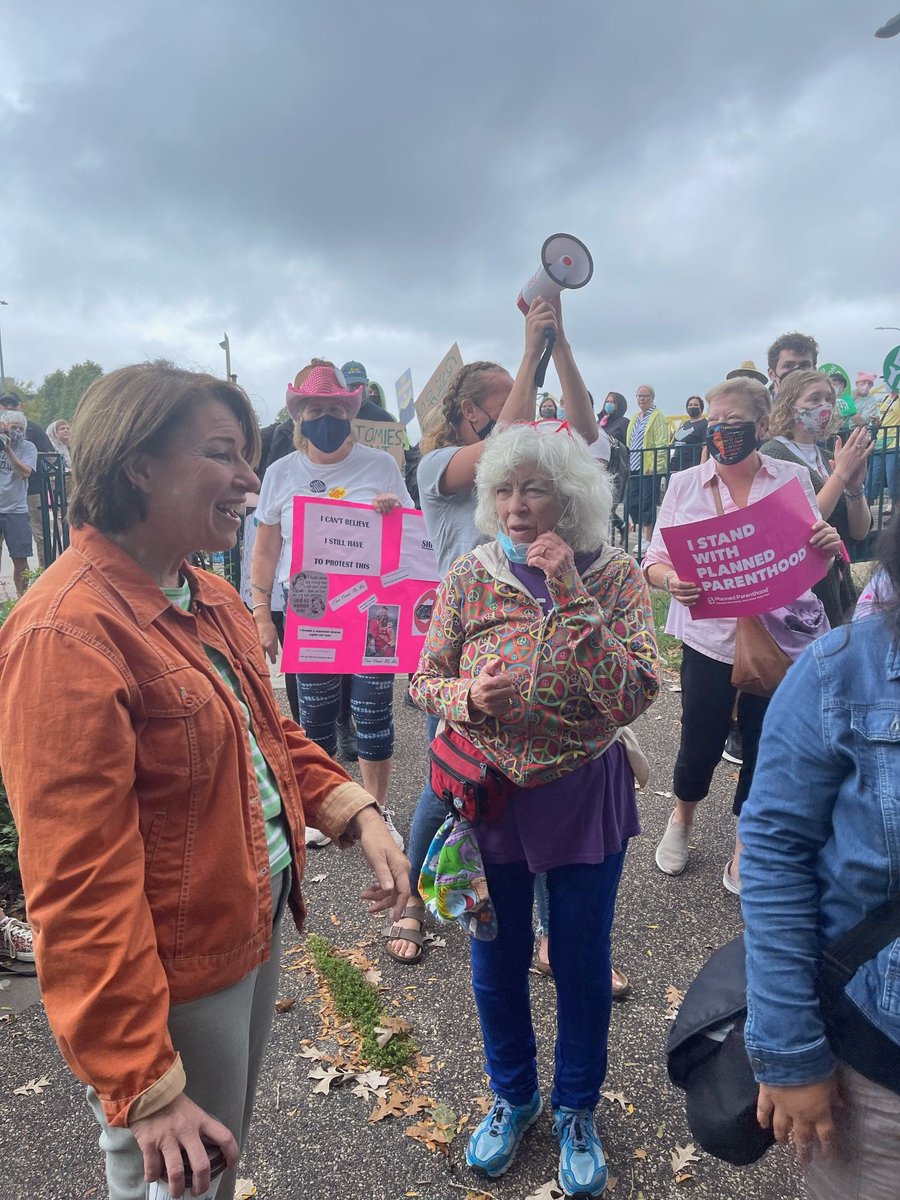 amyklobuchar's tweet photo. I was so proud to join the women who rallied in Minnesota and across the country today. Women have a right to make their own health care choices, no matter what politicians in Texas (or anywhere else!) say. https://t.co/F1wydz8QfB