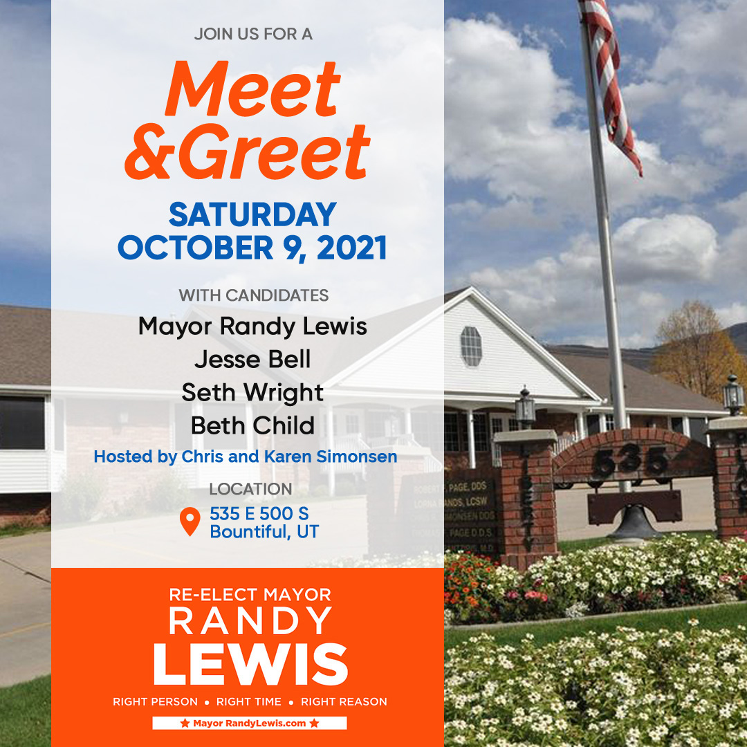 mayorrandylewis's tweet photo. Join us Saturday, October 9th for a meet and greet event with candidates Mayor Randy Lewis, Jesse Bell, Seth Wright, and Beth Child hosted by Chris and Karen Simonsen. Stop by and say "Hi", grab some hot chocolate and maybe even snag a souvenir! https://t.co/cCxagHvClz https://t.co/jPBlvoOW21