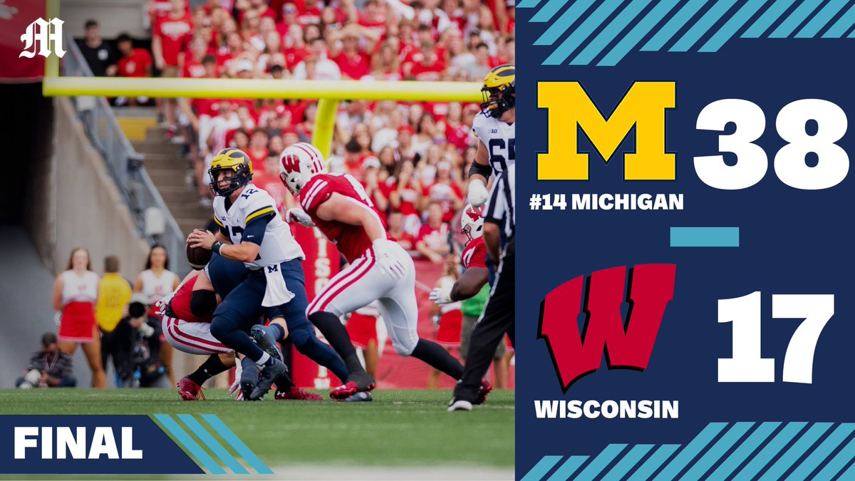 theblockm's tweet photo. Trampling @BadgerFootball, 38-17, @UMichFootball remains undefeated as the Wolverines claim their first win in Madison since 2001. https://t.co/rV6fYBPX7a