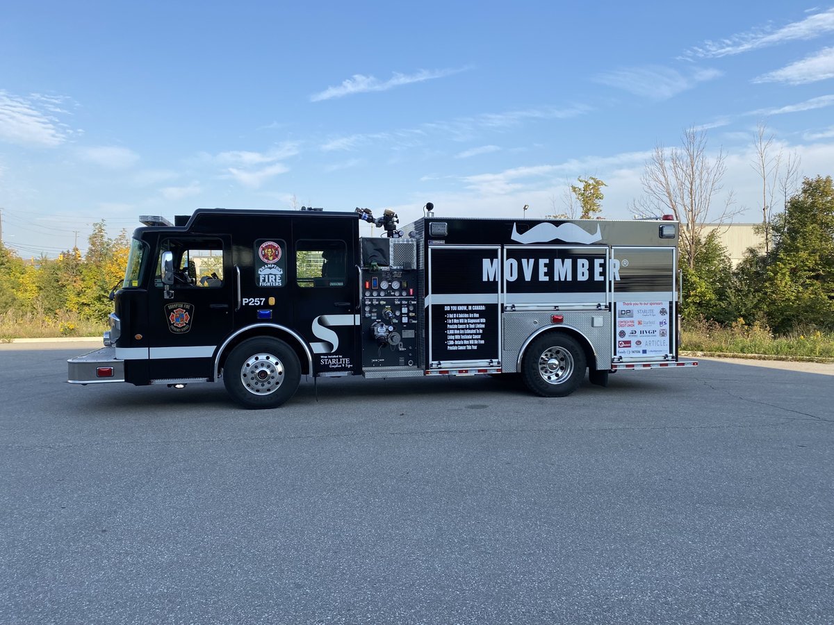BPFFA1068's tweet image. Keep an eye out for our Movember themed wrapped truck as it hits the streets this week to protect the residents of Brampton. Stay tuned fo our fundraising initiatives in support off focusing on mens mental health and suicide prevention, prostate cancer and testicular cancer!