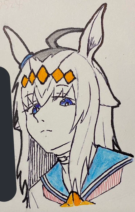 ウマ娘シンデレラグレイの応募ハガキに描いたオグリキャップどうか当たりますように... 