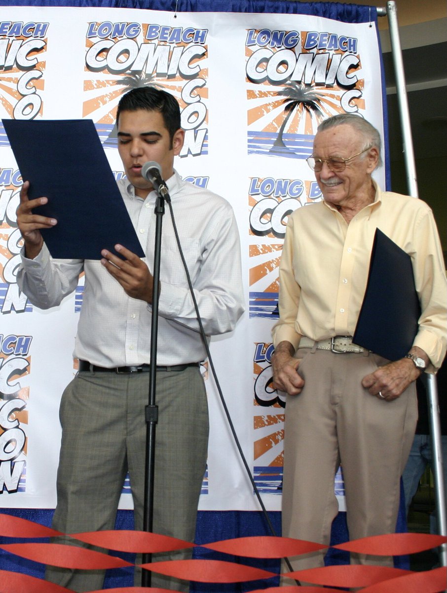 TheRealStanLee's tweet photo. We don’t need any excuses to celebrate Stan, but we’ll gladly take them! Today, it’s Stan Lee Day in not one but TWO places: Long Beach, CA and Los Angeles County. 
(That said, we're just going to encourage fans everywhere to celebrate The Man today!) 🎉 #StanLeeDay https://t.co/339c0rOTY4