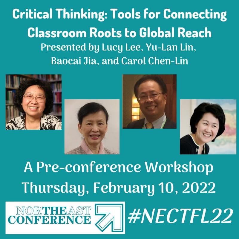 Join these powerhouse teachers at this #nectfl22 pre-conference workshop, as they delve into the integration of critical thinking skills in Read more and register at nectfl.org/conference <a href="/Baocaijia/">Baocai Jia （賈寶才）</a> <a href="/cchenlin/">Carol Chen-Lin</a>