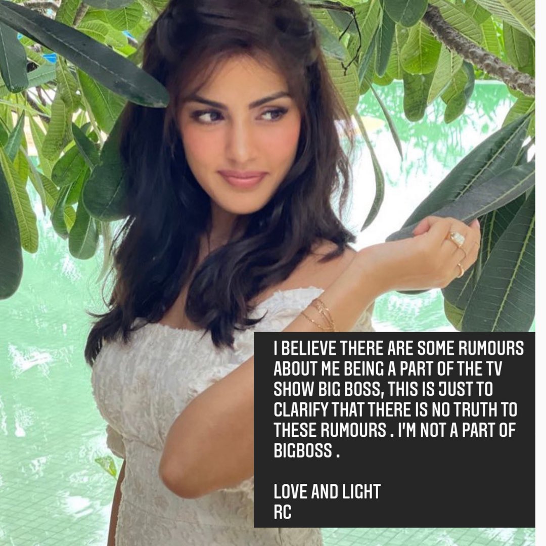 bombaytimes's tweet photo. .@Tweet2Rhea clarifies rumours about being a part of #BiggBoss15 hosted by @BeingSalmanKhan https://t.co/0zaw5jTxKv