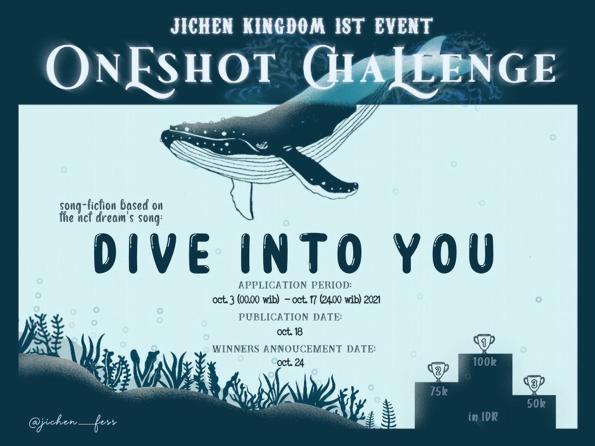 JICHEN KINGDOM 1ST EVENT🎉 🎊

Hi lilast! 🙌🏻 kami <a href="/jichen_fess/">JICHEN KINGDOM || OPEN DM</a> mengadakan event baru yaitu Oneshot Challenge, dimana tema kali ini adalah songfic dengan lagu "Dive Into You" sebagai song inspiration! 🎉🤩
Mari tuangkan imajinasimu bersama kami!🤗

Kita tunggu partisipasinya!😍