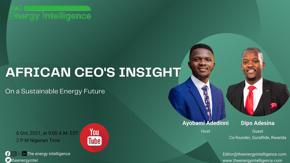 theenergyintel's tweet photo. Do keep a date with us as we promote sustainable practices across all sectors.

You may join us via: https://t.co/9OqeyxQiuo

#theenergyintelligence #sustainablepractices #wetellpowerfulstories
#African https://t.co/38T3YenKlL