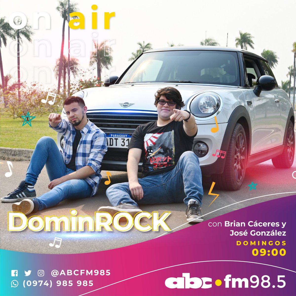 Romance985's tweet photo. 🟡Ya inicia #DominRock por la 98.5 con @briancaceresv y @josegmazo
📱🔊Las últimas tendencias en redes sociales, series, tecnología y mucho más!.
📻https://t.co/ZH6HDzyYTE
#ABC985🎶 Solo Éxitos. https://t.co/IQXQ9tj4q5