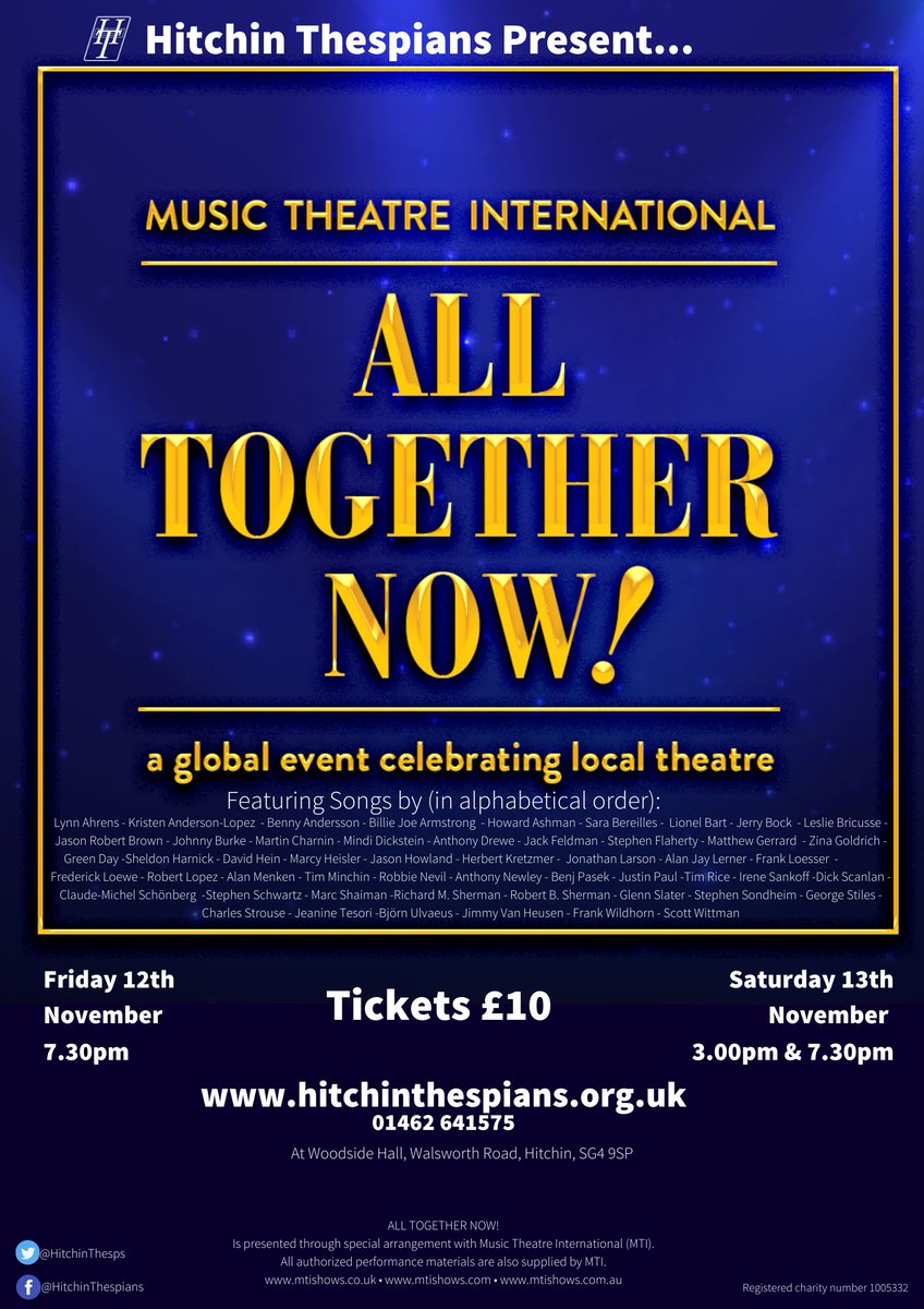 Musical theatre is BACK as Hitchin Thespians perform All Together Now! along with musical groups in 36 different countries! #alltogethernow #musicals #northherts