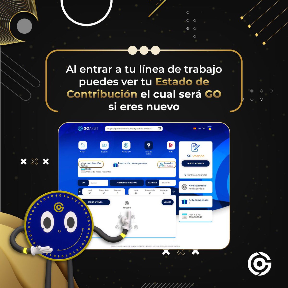 GoArbitofficial's tweet photo. ¿saber cómo activar tu rango gold? Swipe➡️ y Mr. Go te estará enseñando💪🏼🔥 #goarbit #goarbitoficial #mrgo #familiago #criptomonedas https://t.co/OkyKxPJXWp