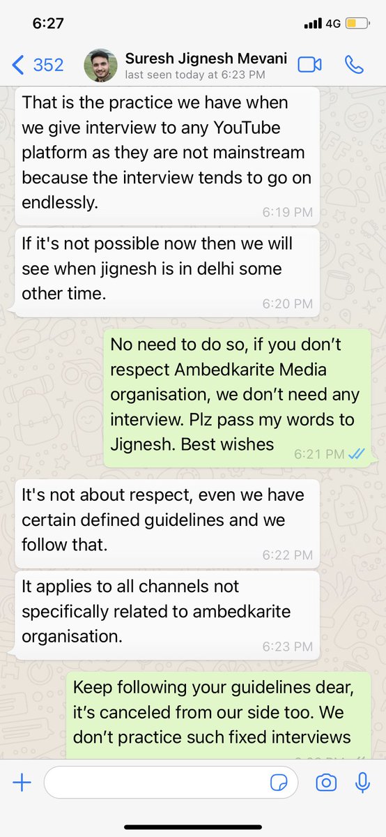 Sumitchauhaan's tweet photo. I approached @jigneshmevani80 for interview but his team asked me to share questions before interview, i refused as it was against my journalistic values. I am against the fixed &amp; scripted interview so later his interview was canceled. Modi also ask questions before interview. https://t.co/xXTxi24oMB