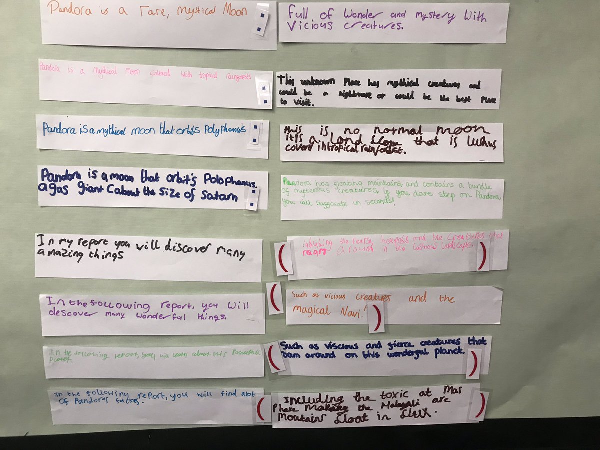 MissLowe_UKS2's tweet photo. Using extra large punctuation with our #alanpeat shared sentences to really consolidate #learning in Y5 ✍️ #edutwitter #ks2 https://t.co/0ywD1lT5o2