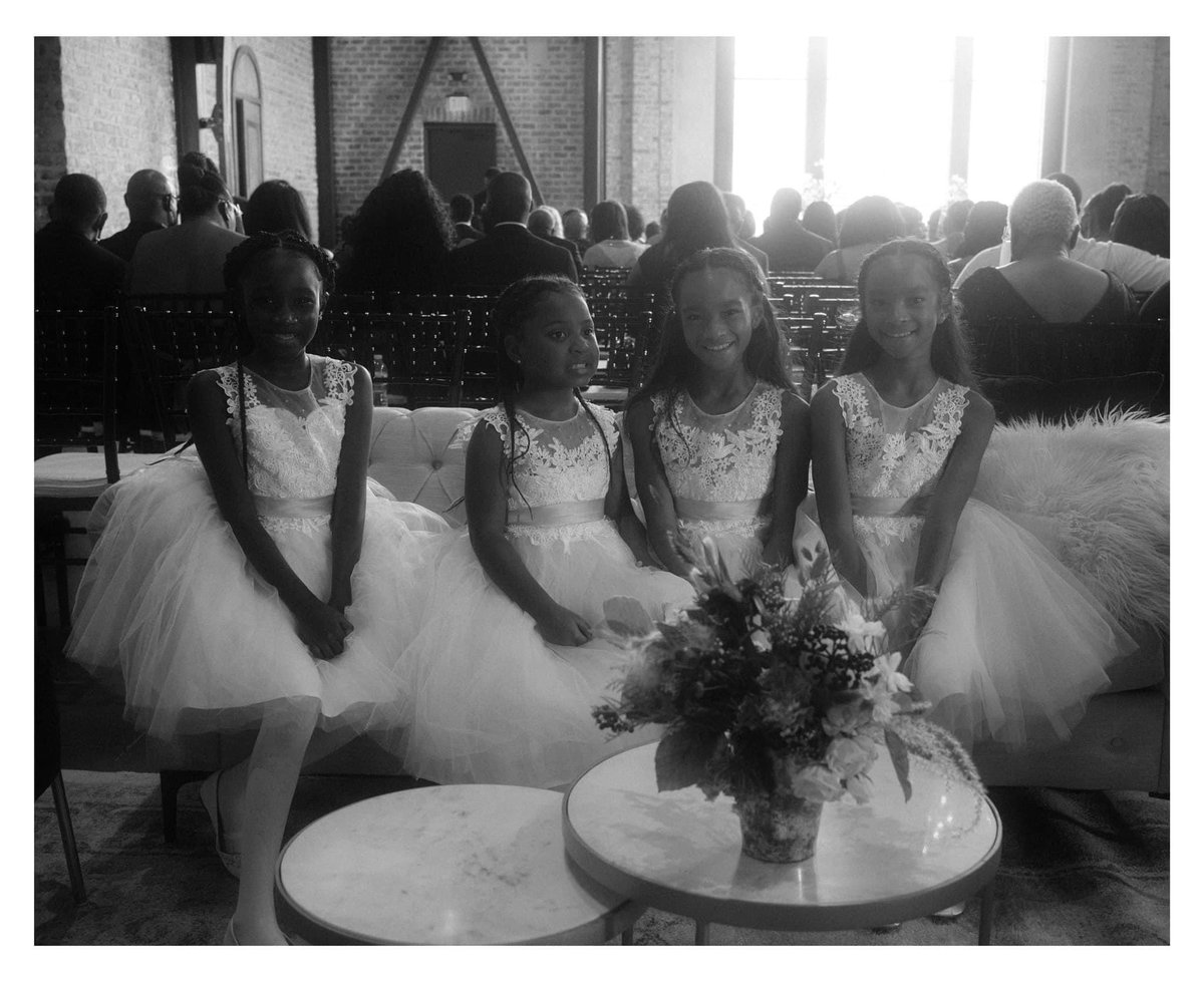 Flower girls waiting for the wedding ceremony to begin. Montgomery, TX 2021.