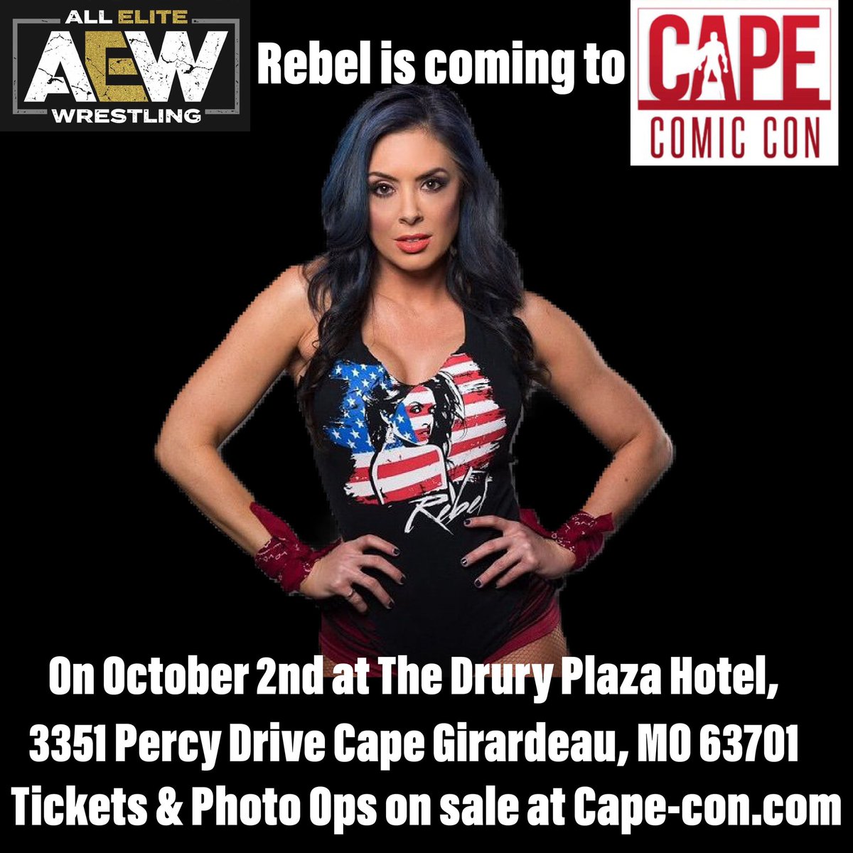 CCWrestling573's tweet photo. #BreakingNews
TODAY FROM 12:30PM-6PM
COME MEET @AEW STARS
@RebelTanea AND THE CCW CHAMPION @realmarkostunt at #CapeComicCon !!! #CapeGirardeau #STL #StLouis #AEW #Wrestling https://t.co/WVPCSZCENZ