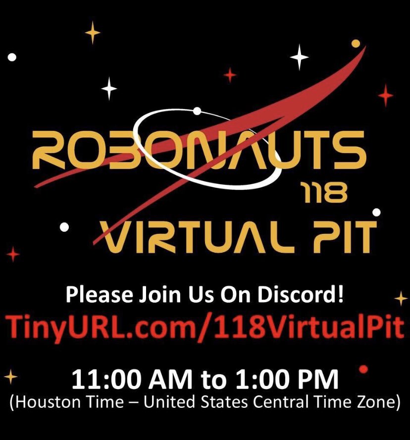 CCISDSTEM's tweet photo. Inside because it’s wet outside? Join the Robonauts virtual pit to learn more about the team and their robots. https://t.co/2PZ0y3sTdS