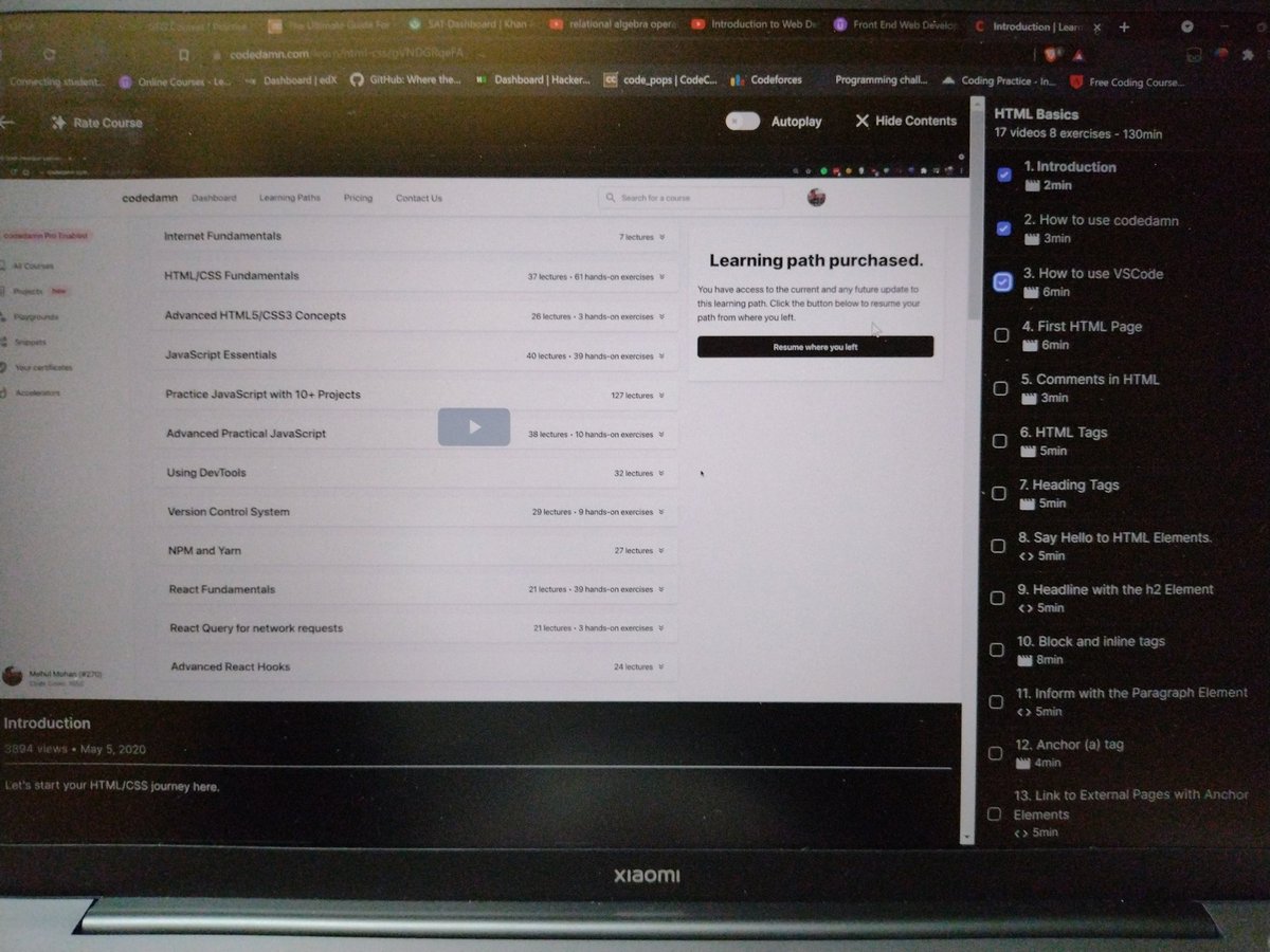Naman_codes's tweet photo. Day 1 of Web Development, started with HTML basics from #apnikaksha and #codedamn.
#1stdayofcode
#100DaysOfCode
#webdevelopment
#html https://t.co/SyOyPFlxQH