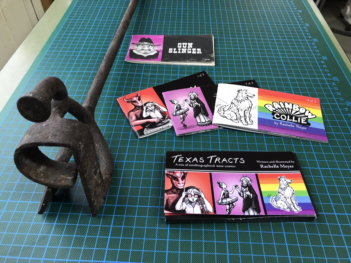 Turns out displaying my grandpa’s cattle brand alongside my #texastracts comics is a real conversation starter! Visit me Sunday during <a href="/AteliersNoord/">Open Ateliers Amsterdam Noord</a> or support the <a href="/Kickstarter/">Kickstarter</a> here: kickstarter.com/projects/there… #comic #texas #Amsterdam