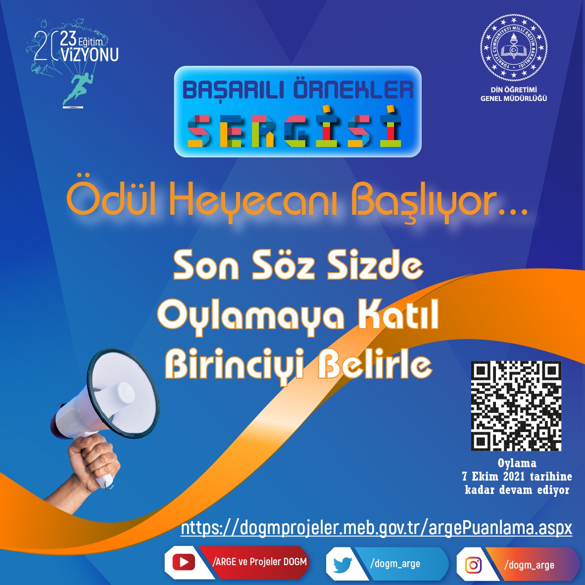Sizleri Başarılı Örnekler sergisi oylamaya davet ediyoruz 
Şimdi “Son Söz Sizde, Oylamaya Katıl, Birinciyi Belirle” diyoruz, Çünkü "Başarılar Paylaştıkça Artar."
#dogmbasariliornekler

<a href="/ugur_tecir/">Uğur Tecir</a> 
<a href="/yilmaznazif/">Nazif Yılmaz</a> 
<a href="/meb_dinogretimi/">MEB Din Öğretimi Genel Müdürlüğü</a> 
📣🎯👇👇
dogmprojeler.meb.gov.tr/argePuanlama.a…