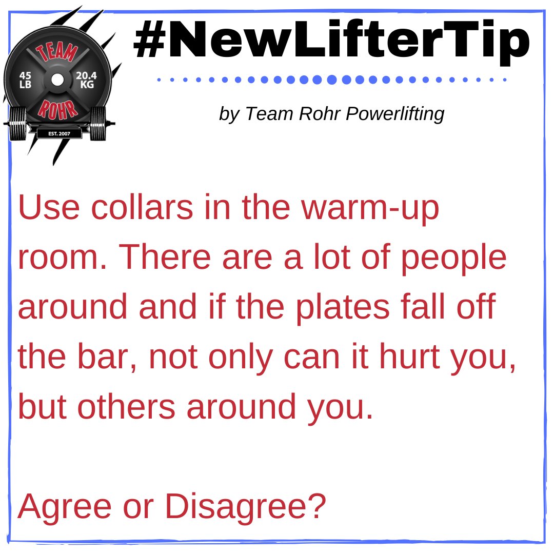 TeamRohr's tweet photo. Today's #NewLifterTip from Team Rohr Powerlifting⠀
⠀
#teamrohr #usapowerlifting #usapl #usaplga #powerliftingtips #rawpowerlifting #equippedpowerlifting #singleply #squat #benchpress #Powerlifting101 #gymlife #squatbenchdeadlift #gains https://t.co/HKuEWyfg9o