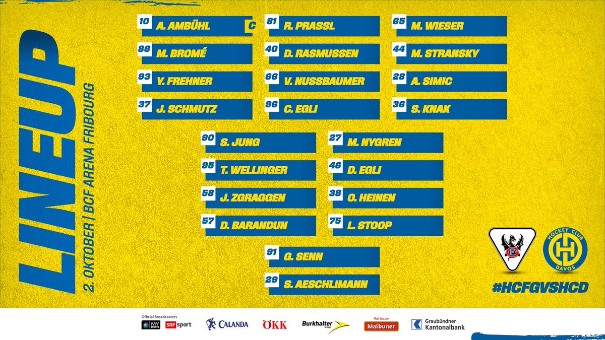 HCD_offiziell's tweet photo. 🚨 Game 9⃣ 🆚 @HCFG
Heute nicht auf dem #HCD-#lineup sind:
🤕 #56Wieser, #71Paschoud, #70Corvi
🚀 #22, #94, #84, #85, #31
🟡🔵- Ticker ab Faceoff 19.44h: https://t.co/gjpu7BRsNW
#HCFGvsHCD https://t.co/5ZwyPl3rzc