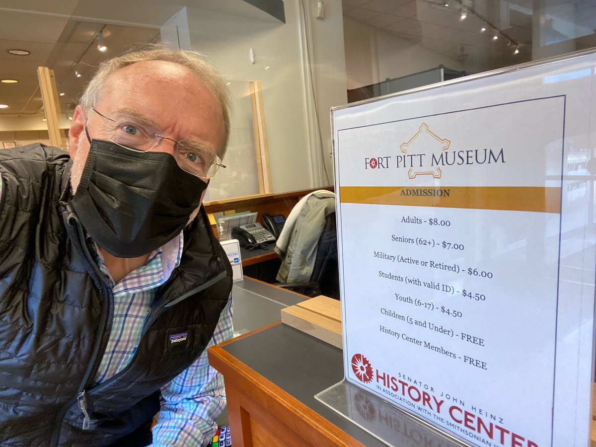 HistoryCenter's tweet photo. We’ve got an extra special Visitor Service Associate working the front desk at the Fort Pitt Museum today — History Center President &amp; CEO @AndyMasich! (1/2) https://t.co/GnRJvJI57g