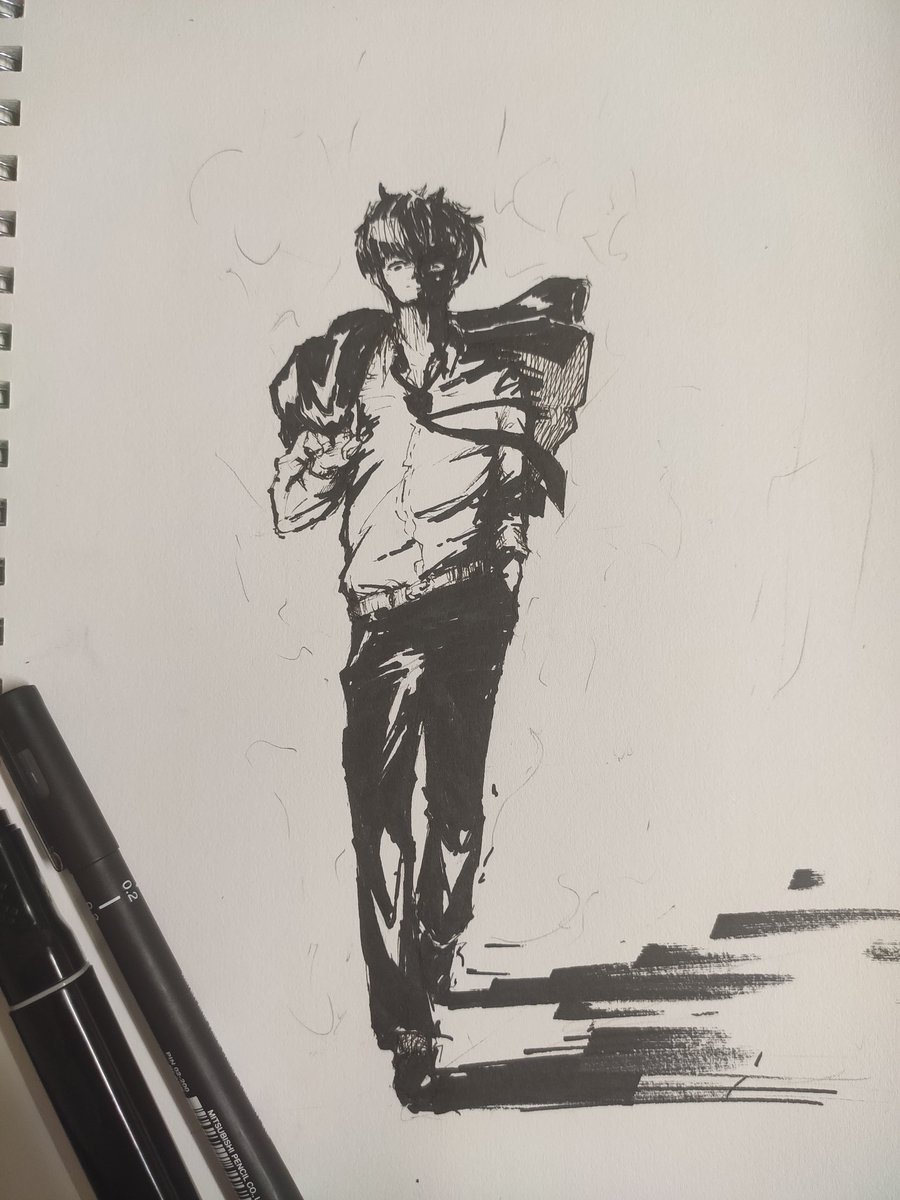 Day 2. Suit
Sung Jin Woo from solo levelling before and after I overdid it. #inktober2021 