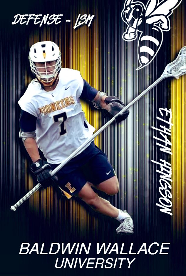 ethan_hingson's tweet photo. Extremely exited to announce my verbal commitment to Baldwin Wallace  University. Thank you to @CoachTatro along with the rest of the coaching staff for giving me this amazing opportunity. Cant wait! 🐝🐝@Jacketslacrosse https://t.co/nwfuUKd766