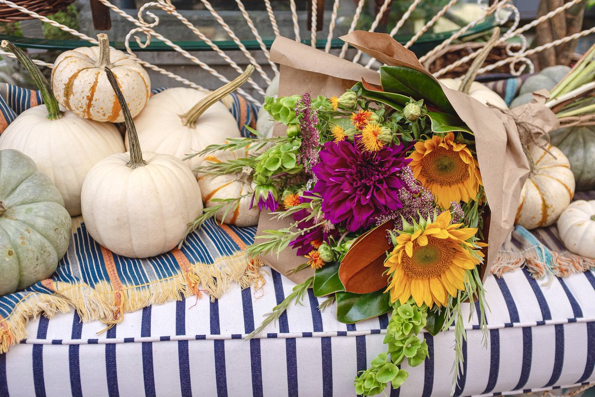 FlowerfulHeart's tweet photo. #Sunflowers &amp; #Pumpkins... it must be October!! 

Happy fall, from my Flowerful Heart to you! 🌻🧡🍃

@TheFlowerWorld https://t.co/EPq3xdaaE7