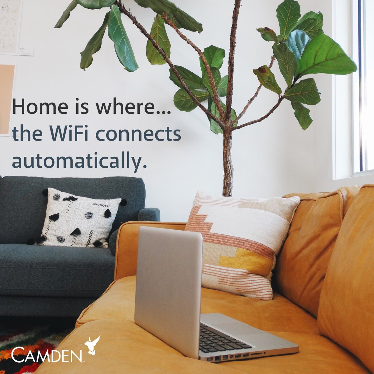#HomeIsWhere you make it. Home is also where you save on your data plan, binge all the streaming shows and share the WiFi password with guests AFTER dinner. Feel right at home at Camden Park.