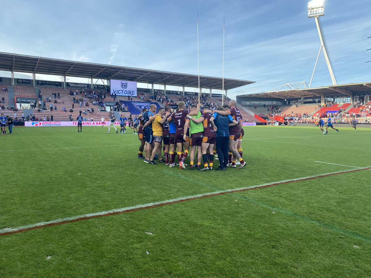 BatleyRLFC's tweet photo. FULL TIME | Our season comes to an end in the south of France. A fantastic start, but the hosts run out winners in the end. We could not be more proud of our boys and the campaign they have had. YES THE BOYS!! 

Toulouse 51 - 12 Bulldogs 

#COYD #UTD 🐶 https://t.co/D7xYicpRJr