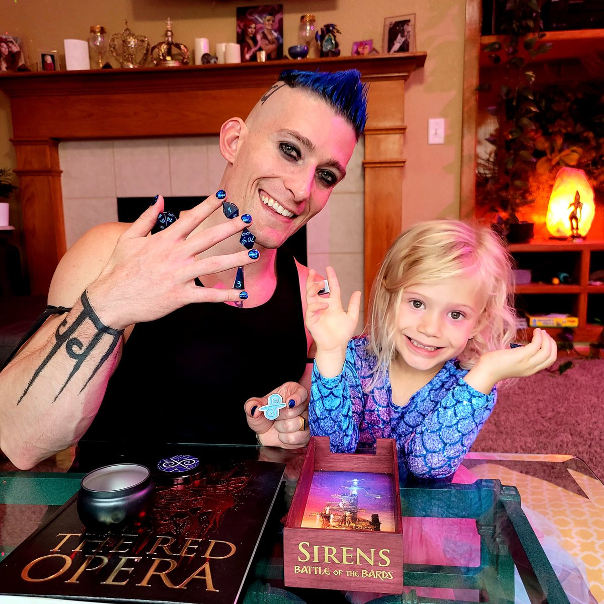 Freya &amp; I just unwrapped our newest <a href="/DiceyEncounter5/">Dicey_Encounters</a> #dice! They match my hair and nails perfectly -- my favorite color is Galaxy Blue 🌌💙🌌 Who else got new #dnd #dice recently? Show us your shiney #mathrocks 💎 #goblindicehoard #dicegoblin <a href="/HoardDice/">GoblinDiceHoard</a> #ttrpg #rpg <a href="/satinephoenix/">Satine Phoenix</a>