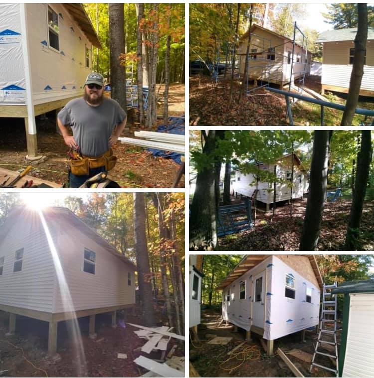 CampMenominee's tweet photo. Craig and Joe are quite understandably proud of the progress they have been making on the New Condo behind the Old Condo and Staff Cabin and next to the New Staff Cabin. (pic cred: Craig Dobson) #makingroomformore #offseasonwork 💚 https://t.co/QVpDwEG2pg