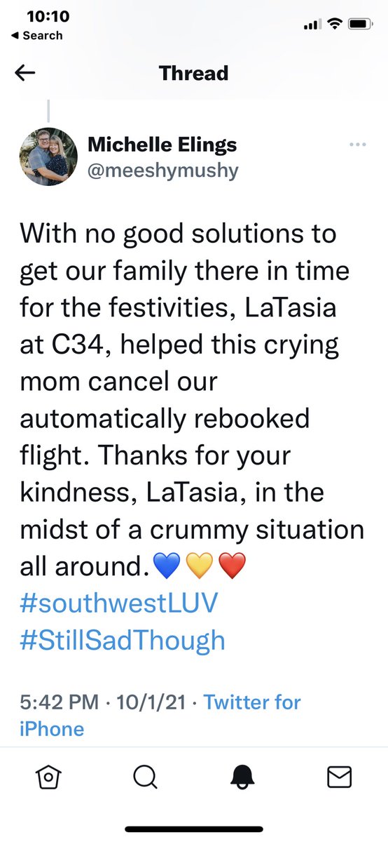 meeshymushy's tweet photo. @SouthwestAir Thanks, Bella… This was the second part of my tweet… Big shoutout to gate agent LaTasia at DEN C34 on 10/1. https://t.co/XhF417wb16
