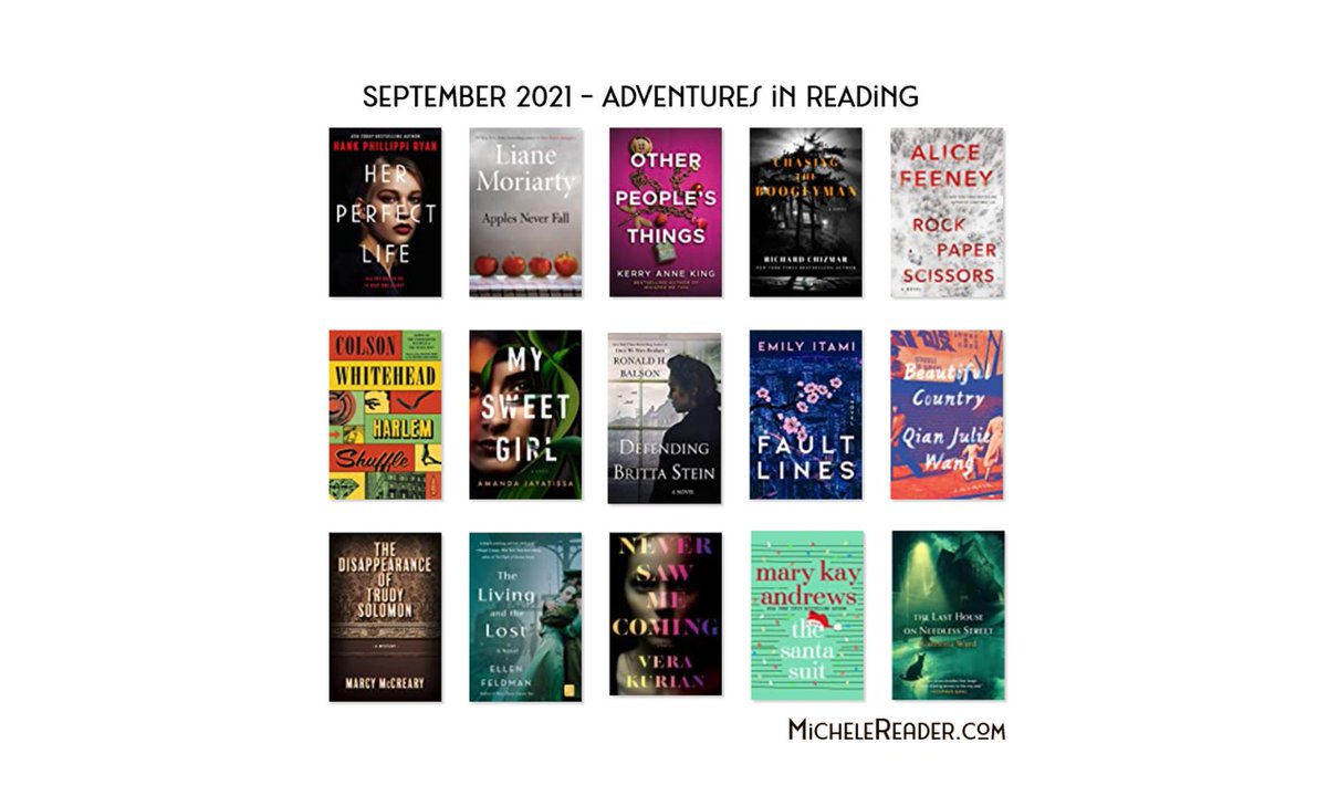 MicheleReader1's tweet photo. Great reading in Sept from @QianJulieWang @colsonwhitehead @ronbalson @Kerry_Anne_King @vera_kurian @Catrionaward @EmilyItami @AmandaJayatissa @mcmarcy @alicewriterland @liane_moriarty @HankPRyan @RichardChizmar @mkayandrews #ellenfeldman
Reviews at https://t.co/QXGLPgISq8 https://t.co/uaBHjtq2Bl