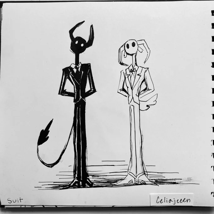 Inktober day 2: Suit

Ran and boo or Unus and annus?  You decide
(Rts very appreciated!)
#inktober2021 #Inktober @inktober 