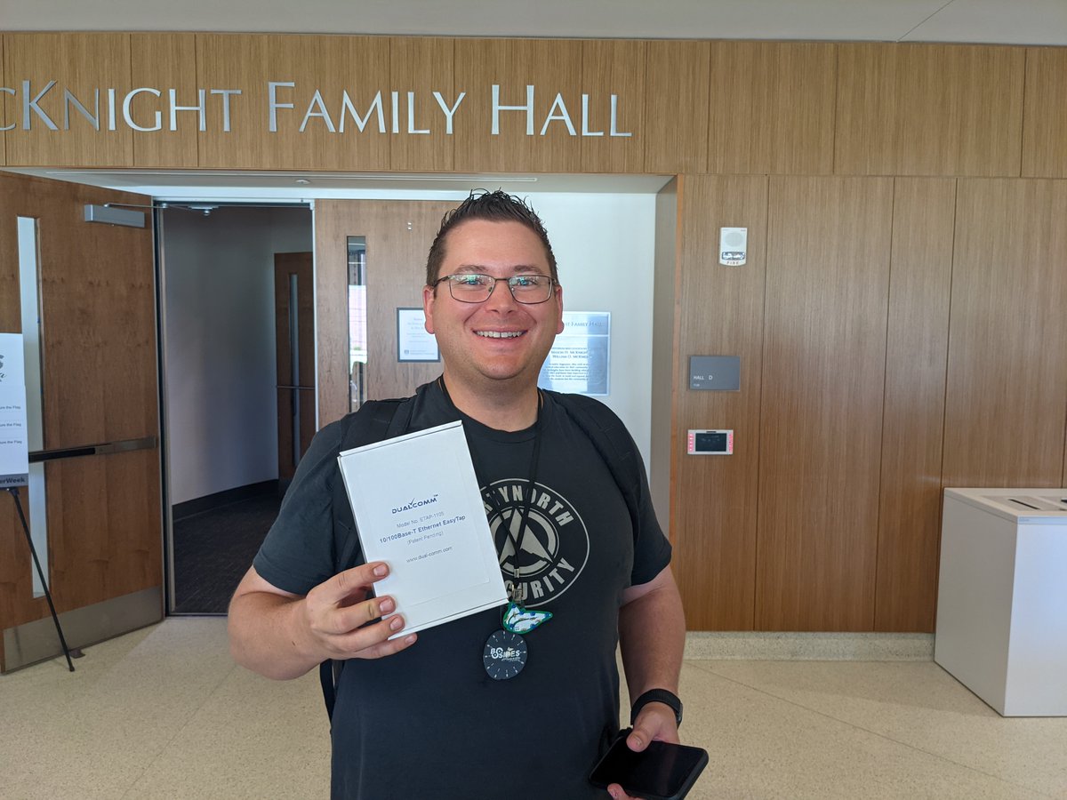 BSidesAugusta's tweet photo. Congratulations Chris! He won a @Dualcomm  ETAP-1105! #bsidesaugusta https://t.co/gre4C1YklK