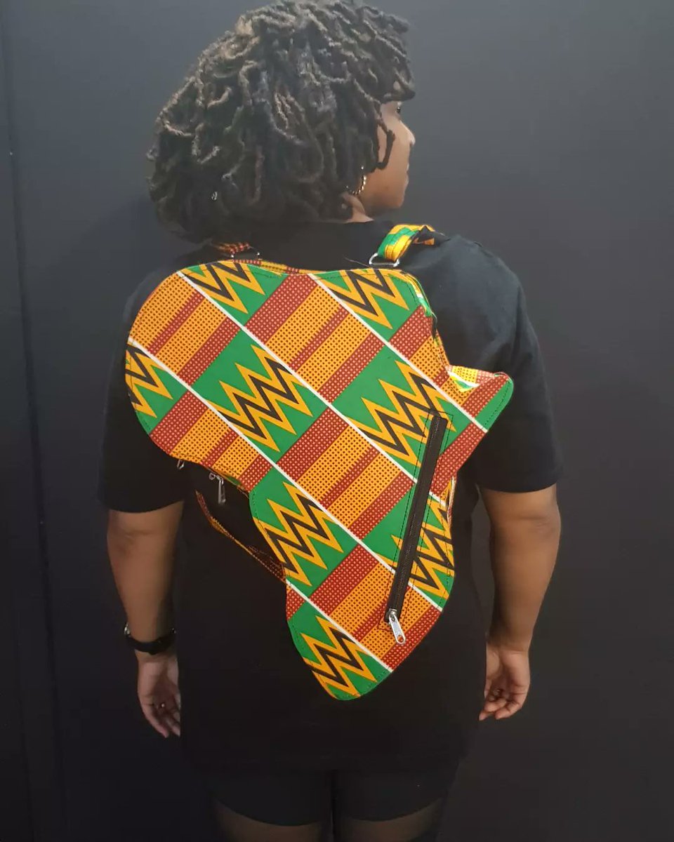 BlkHistStudies's tweet photo. Channelling my inner Naomi Campbell to model our African Map Kente Backpacks for sale at the #blackpoundday event at the Legacy - Centre Of Excellence in Birmingham.
#ghana #kente #africanmap #bags #luggage #blackpoundday #birmingham https://t.co/h7ABLnM7Gx