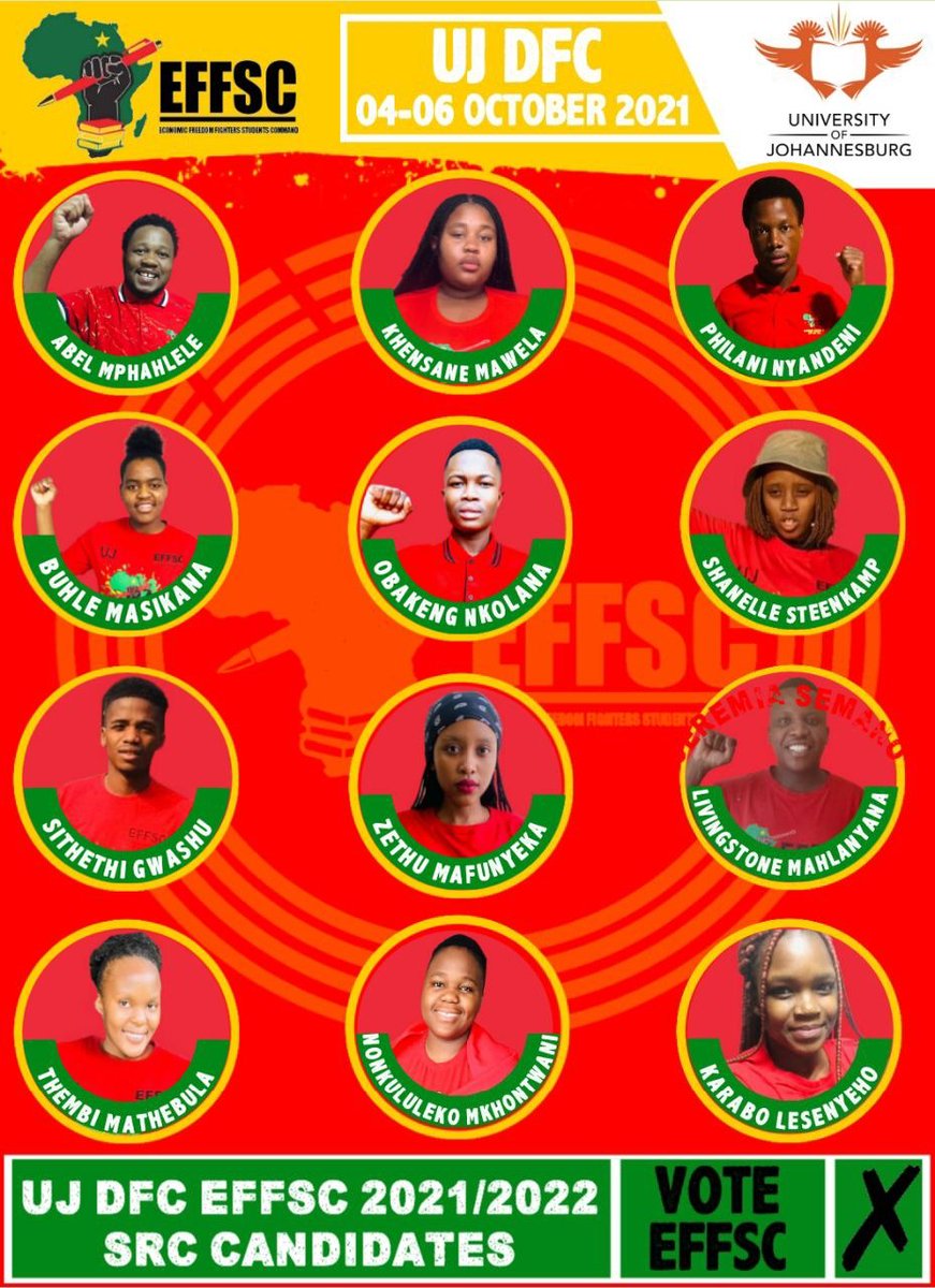 apb_effsc's tweet photo. Vote EFFSC UJ ❤️❤️❤️
#voteEFFSCUJ 48/48
04-06 OCTOBER 2021 https://t.co/cFA3nVYudz