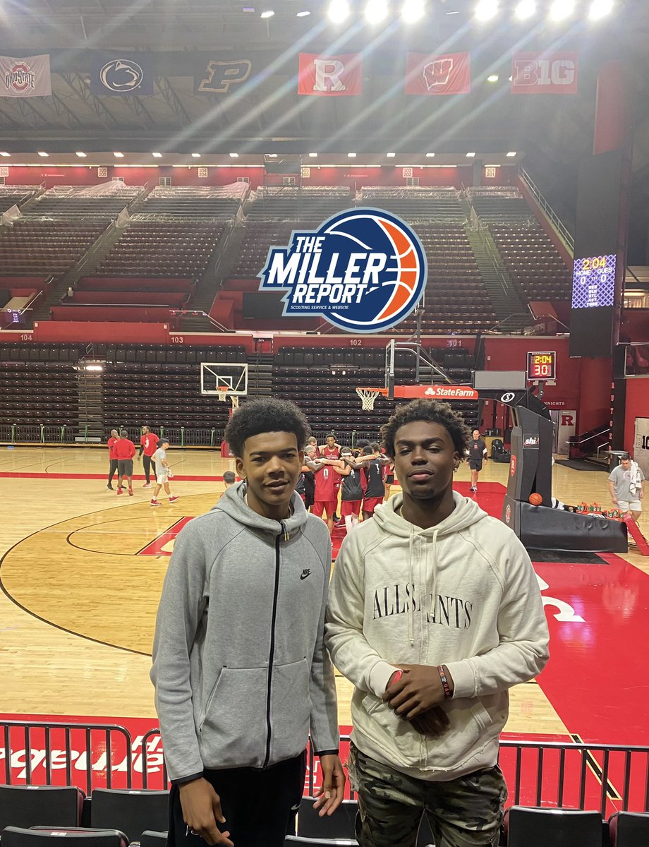 Miller_Report's tweet photo. Archbishop Carroll (PA) guards, ‘24 Moses Hipps (left) and ‘23 Dean Coleman-Newsome (right) are currently on an unofficial visit at Rutgers. https://t.co/w6WAfMOxHw