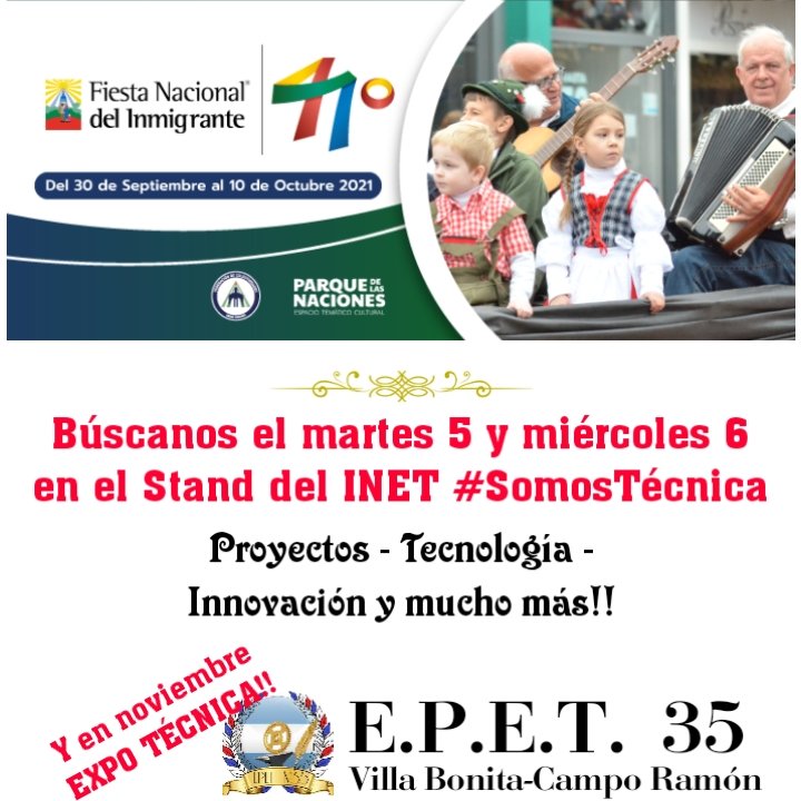 epet35's tweet photo. Gracias @gilsonb10 y a la subsecretaría de E.T.P. por la invitación y el espacio que brindan a nuestra Institución para mostrar algo de todo lo que hacemos a diario junto a nuestros alumnos.

Y ya comenzamos a palpitar nuestra gran EXPO TÉCNICA de noviembre...
Gracias. @INETetp https://t.co/3dGsYXyBXh
