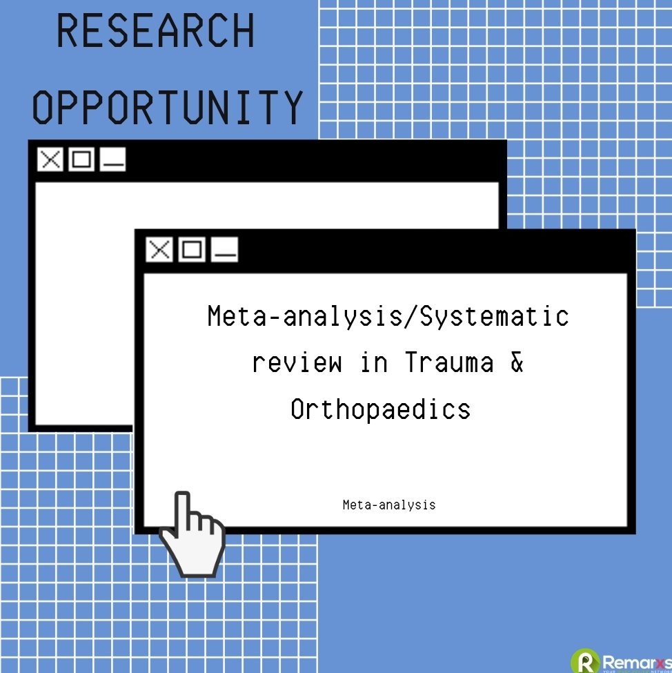 Remarxstech's tweet photo. Looking for a keen future orthopod/surgeon who would be interested in being involved in a few papers, the first of which is a meta-analysis in orthopaedics. 

Apply online at: https://t.co/Iy9gse3Nvn

#medtwitter #medicine #research #medicalstudent https://t.co/BL8Fg7yM13