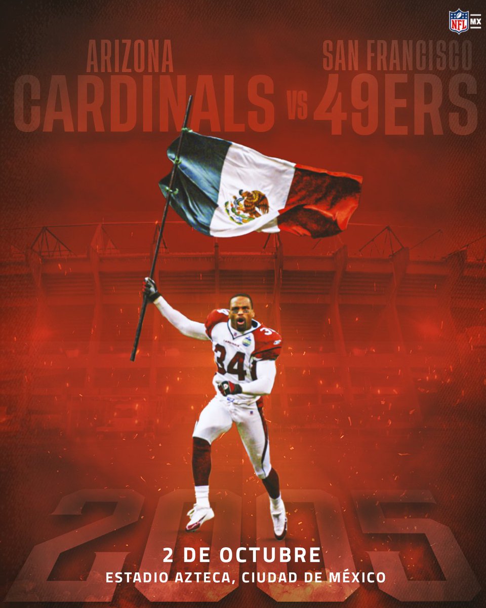 nflmx's tweet photo. Un día como hoy, pero de hace 1️⃣6️⃣ años, se jugó por primera vez un partido de temporada regular fuera de Estados Unidos, #FTTB 🆚 #AZCardinals, ¡y qué mejor que fue en el Estadio Azteca! 🏟🇲🇽🏈

#NFLMX https://t.co/EXp5VE1c7Y