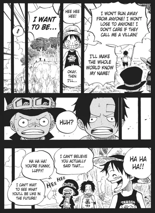 To this day, I'm STILL wondering what Luffy told Ace and Sabo.

His dream COULDN'T have just been "I want to be King" because it was the exact same as Roger, and Roger NEVER set out to be King of the Pirates.

The only person who really knows is Yamato, because Ace told her. 